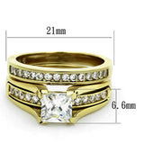 IP Gold(Ion Plating) Stainless Steel Ring with AAA Grade CZ in Clear - Alamode - Flyclothing LLC