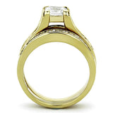 IP Gold(Ion Plating) Stainless Steel Ring with AAA Grade CZ in Clear - Alamode - Flyclothing LLC