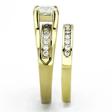 IP Gold(Ion Plating) Stainless Steel Ring with AAA Grade CZ in Clear - Alamode - Flyclothing LLC
