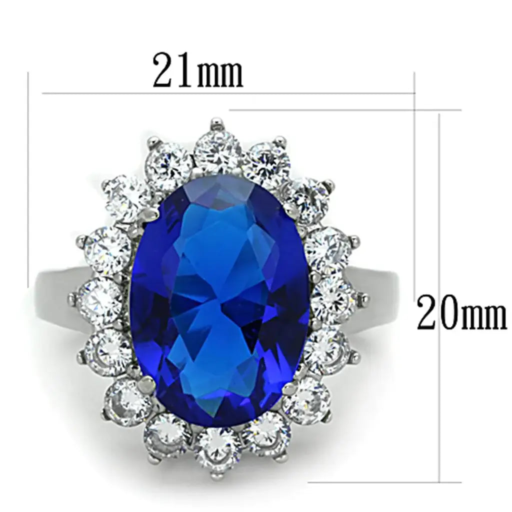 TK0W389 - High polished (no plating) Stainless Steel Ring with Synthetic Synthetic Glass in Montana - Alamode - Flyclothing LLC