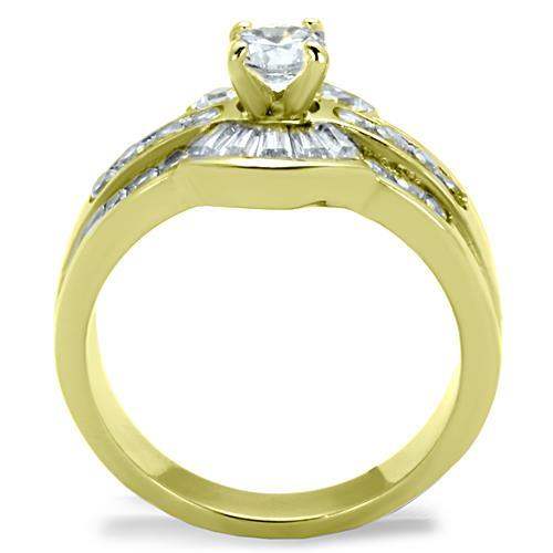 TK10528G - IP Gold(Ion Plating) Stainless Steel Ring with AAA Grade CZ in Clear - Alamode - Flyclothing LLC