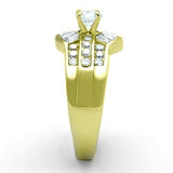 TK10528G - IP Gold(Ion Plating) Stainless Steel Ring with AAA Grade CZ  in Clear - Alamode