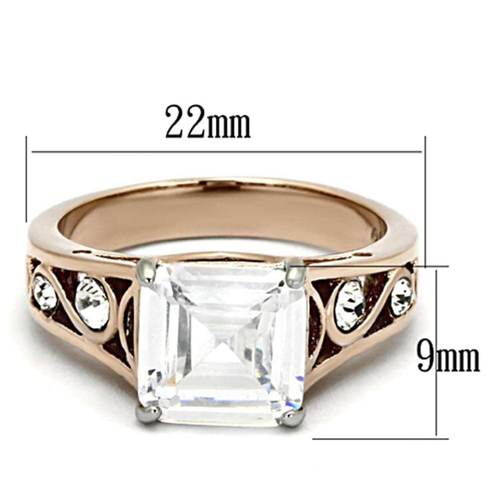 TK1059 - Two-Tone IP Rose Gold Stainless Steel Ring with AAA Grade CZ in Clear - Alamode - Flyclothing LLC
