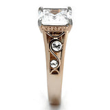 TK1059 - Two-Tone IP Rose Gold Stainless Steel Ring with AAA Grade CZ  in Clear - Alamode