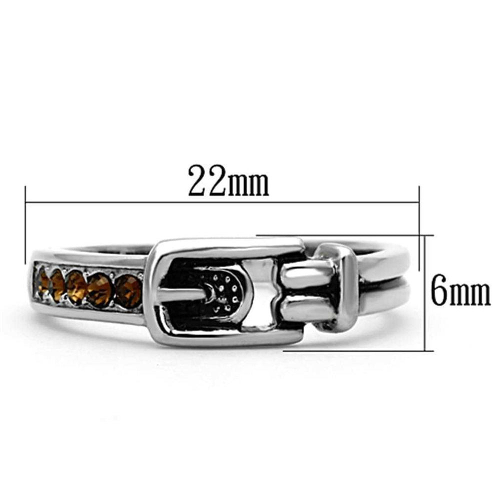 TK1079 - High polished (no plating) Stainless Steel Ring with Top Grade Crystal in Smoked Quartz - Alamode - Flyclothing LLC