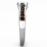 TK1079 - High polished (no plating) Stainless Steel Ring with Top Grade Crystal in Smoked Quartz - Alamode - Flyclothing LLC