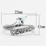 TK1080 - High polished (no plating) Stainless Steel Ring with AAA Grade CZ  in Clear - Alamode