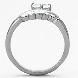 TK1080 - High polished (no plating) Stainless Steel Ring with AAA Grade CZ  in Clear - Alamode