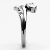 TK1080 - High polished (no plating) Stainless Steel Ring with AAA Grade CZ in Clear - Alamode - Flyclothing LLC