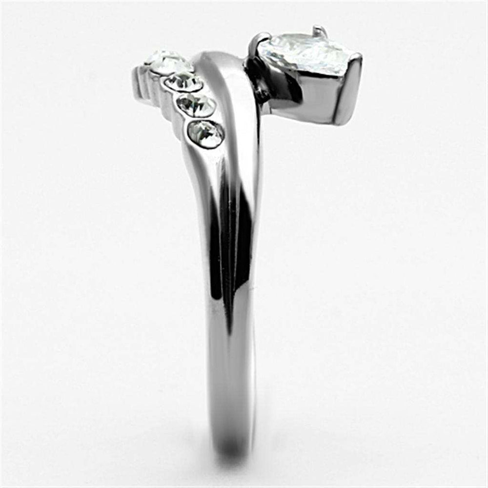 TK1080 - High polished (no plating) Stainless Steel Ring with AAA Grade CZ in Clear - Alamode - Flyclothing LLC
