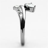 TK1080 - High polished (no plating) Stainless Steel Ring with AAA Grade CZ  in Clear
