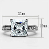 TK1081 - High polished (no plating) Stainless Steel Ring with AAA Grade CZ in Clear - Alamode - Flyclothing LLC