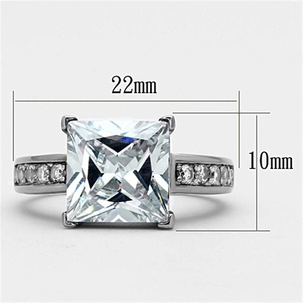 TK1081 - High polished (no plating) Stainless Steel Ring with AAA Grade CZ in Clear - Alamode - Flyclothing LLC