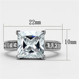 TK1081 - High polished (no plating) Stainless Steel Ring with AAA Grade CZ  in Clear - Alamode