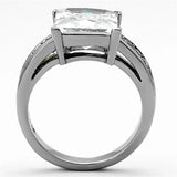 TK1081 - High polished (no plating) Stainless Steel Ring with AAA Grade CZ in Clear - Alamode - Flyclothing LLC