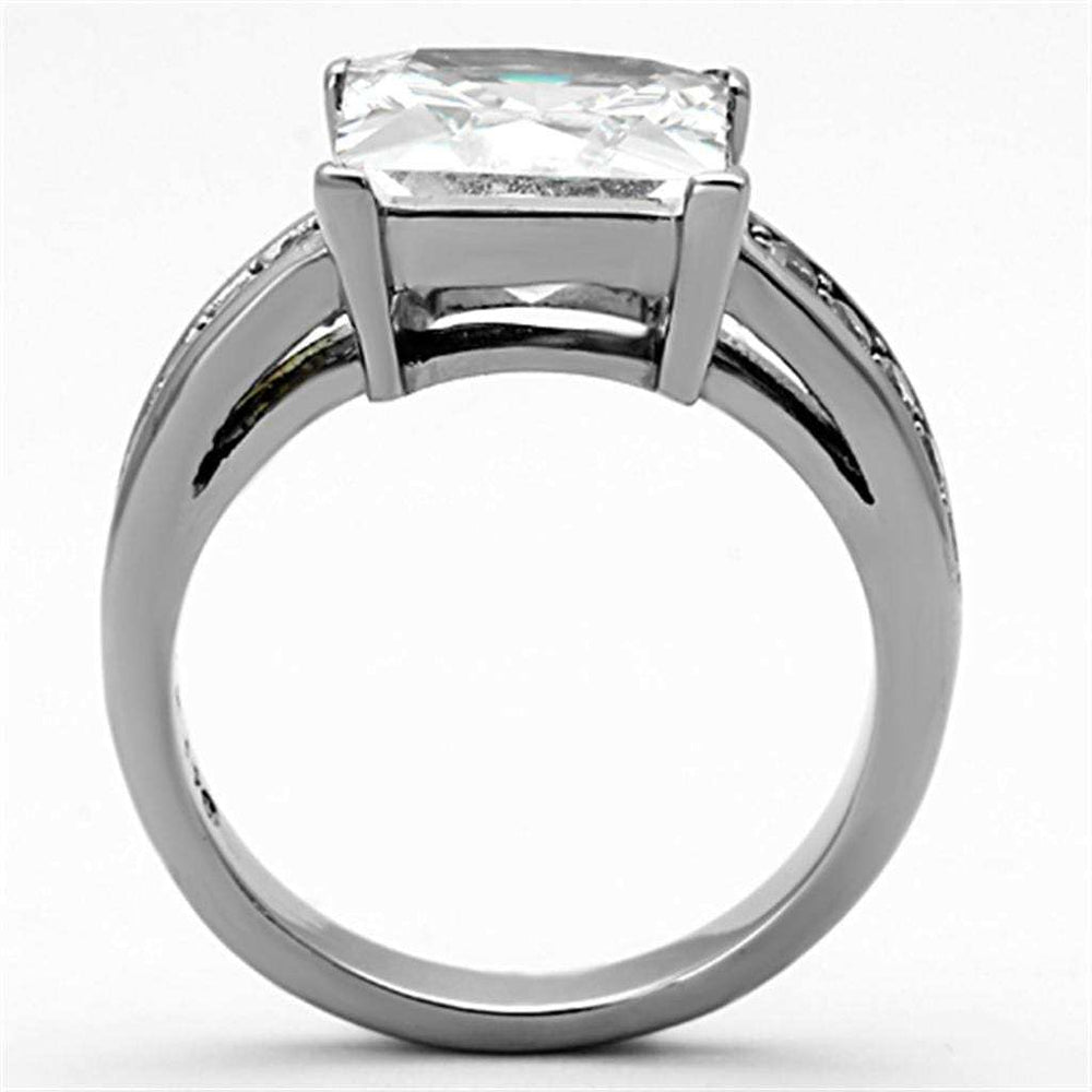 TK1081 - High polished (no plating) Stainless Steel Ring with AAA Grade CZ in Clear - Alamode - Flyclothing LLC
