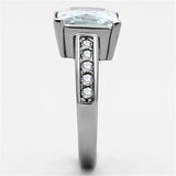 TK1081 - High polished (no plating) Stainless Steel Ring with AAA Grade CZ in Clear - Alamode - Flyclothing LLC
