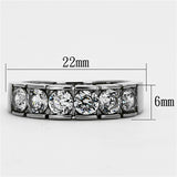 TK1082 - High polished (no plating) Stainless Steel Ring with AAA Grade CZ  in Clear - Alamode