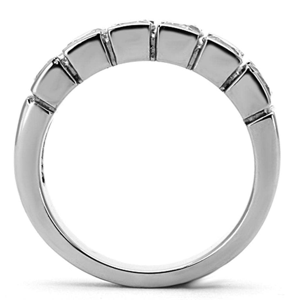 TK1082 - High polished (no plating) Stainless Steel Ring with AAA Grade CZ in Clear - Alamode - Flyclothing LLC