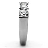 TK1082 - High polished (no plating) Stainless Steel Ring with AAA Grade CZ  in Clear - Alamode
