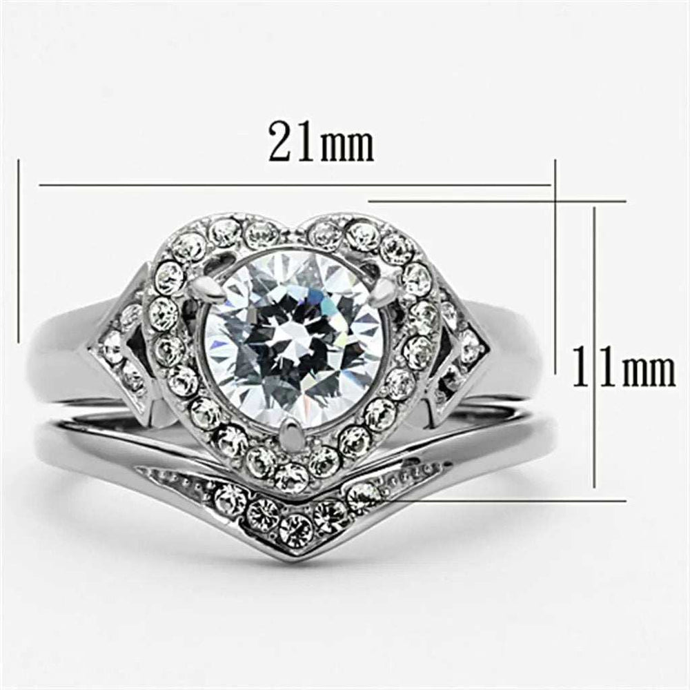 TK1087 - High polished (no plating) Stainless Steel Ring with AAA Grade CZ in Clear - Alamode - Flyclothing LLC