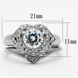 TK1087 - High polished (no plating) Stainless Steel Ring with AAA Grade CZ  in Clear - Alamode
