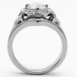 TK1087 - High polished (no plating) Stainless Steel Ring with AAA Grade CZ in Clear - Alamode - Flyclothing LLC