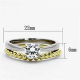 TK1093 - Two-Tone IP Gold (Ion Plating) Stainless Steel Ring with AAA Grade CZ in Clear - Alamode - Flyclothing LLC