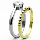 TK1093 - Two-Tone IP Gold (Ion Plating) Stainless Steel Ring with AAA Grade CZ in Clear - Alamode - Flyclothing LLC