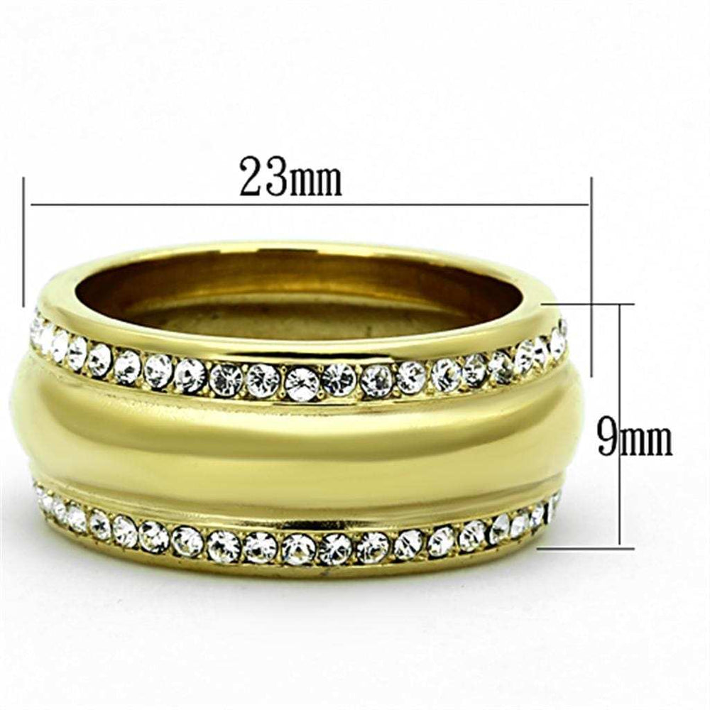 TK1096 - IP Gold(Ion Plating) Stainless Steel Ring with Top Grade Crystal in Clear - Alamode - Flyclothing LLC