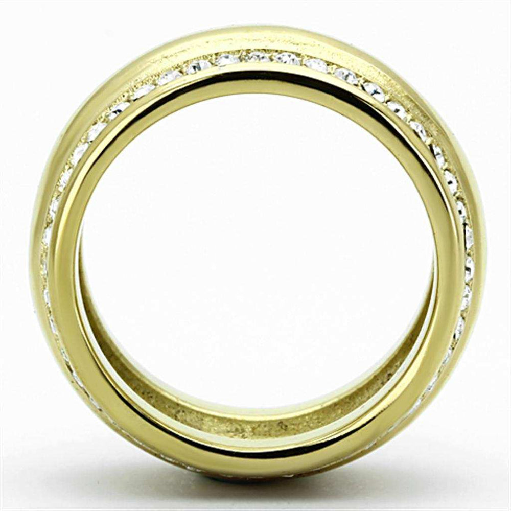 TK1096 - IP Gold(Ion Plating) Stainless Steel Ring with Top Grade Crystal in Clear - Alamode - Flyclothing LLC