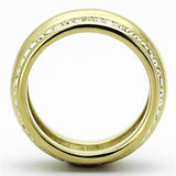TK1096 - IP Gold(Ion Plating) Stainless Steel Ring with Top Grade Crystal  in Clear - Alamode