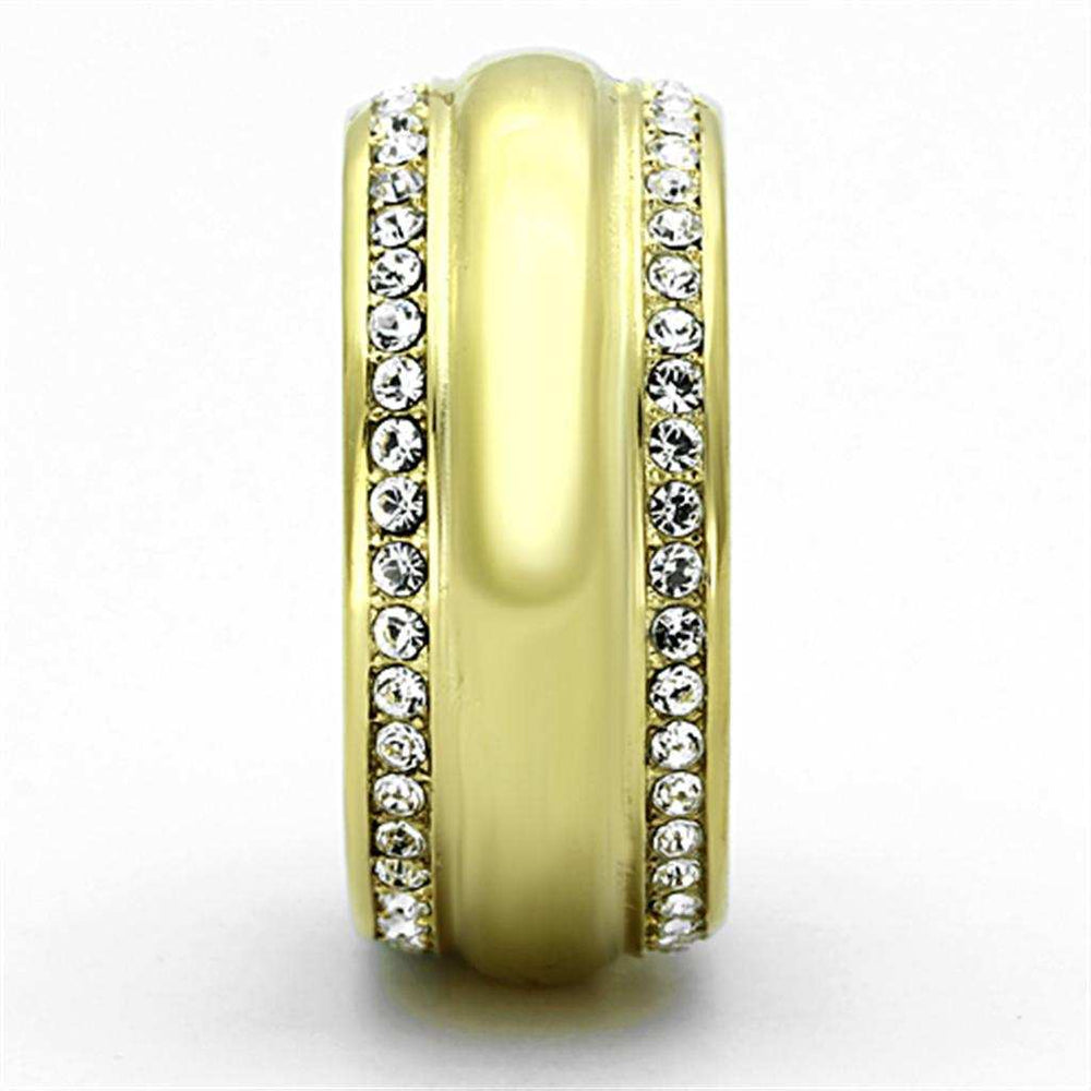 TK1096 - IP Gold(Ion Plating) Stainless Steel Ring with Top Grade Crystal in Clear - Alamode - Flyclothing LLC