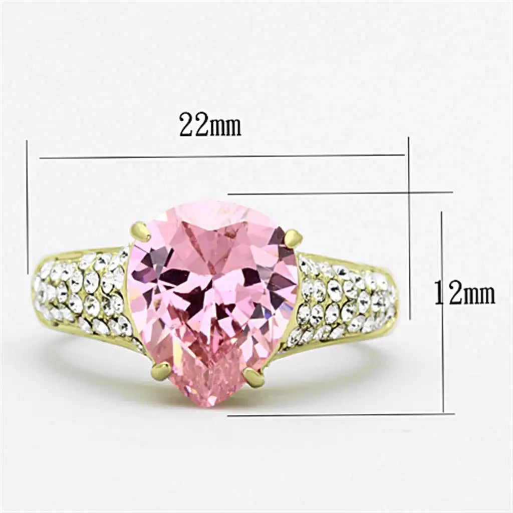 TK1098 - IP Gold(Ion Plating) Stainless Steel Ring with AAA Grade CZ in Rose - Alamode - Flyclothing LLC