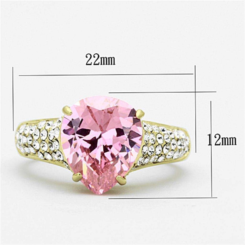 TK1098 - IP Gold(Ion Plating) Stainless Steel Ring with AAA Grade CZ in Rose - Alamode - Flyclothing LLC