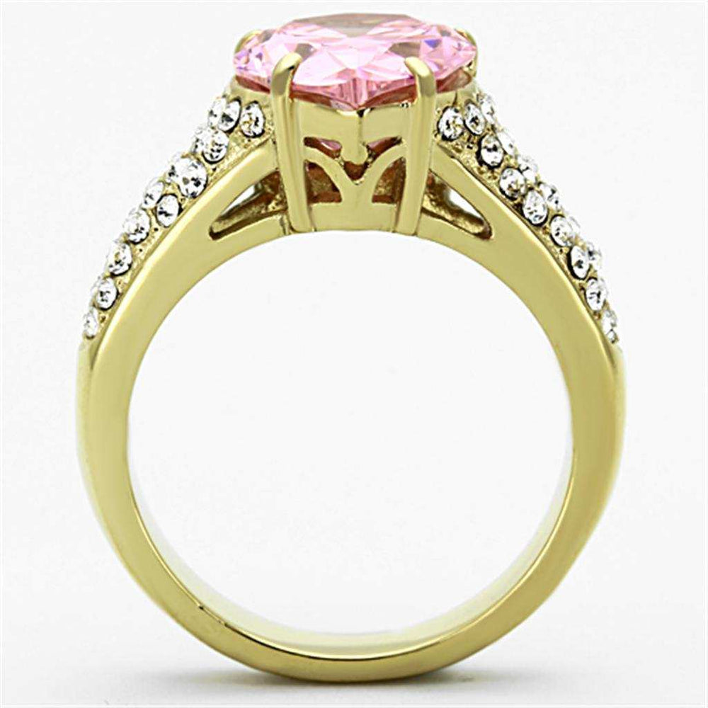 TK1098 - IP Gold(Ion Plating) Stainless Steel Ring with AAA Grade CZ in Rose - Alamode - Flyclothing LLC