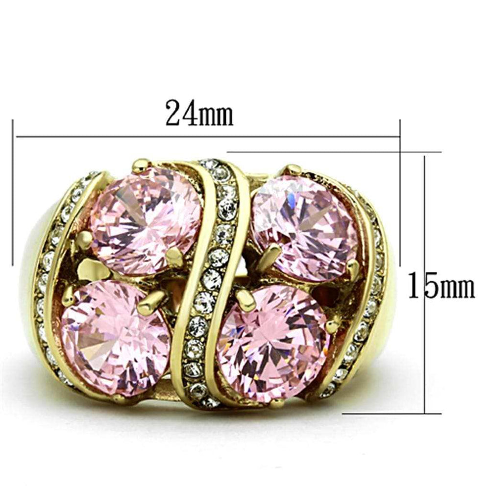 TK1099 - IP Gold(Ion Plating) Stainless Steel Ring with AAA Grade CZ in Rose - Alamode - Flyclothing LLC