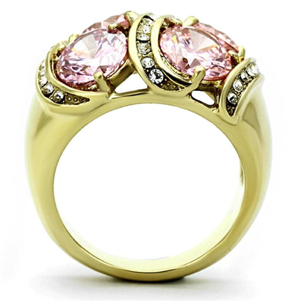 TK1099 - IP Gold(Ion Plating) Stainless Steel Ring with AAA Grade CZ in Rose - Alamode - Flyclothing LLC