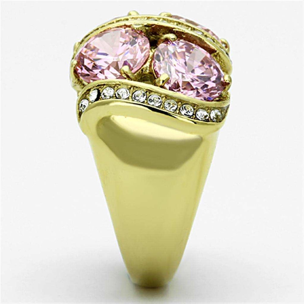 TK1099 - IP Gold(Ion Plating) Stainless Steel Ring with AAA Grade CZ in Rose - Alamode - Flyclothing LLC
