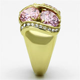 TK1099 - IP Gold(Ion Plating) Stainless Steel Ring with AAA Grade CZ  in Rose
