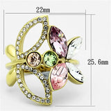 TK1100 - IP Gold(Ion Plating) Stainless Steel Ring with Top Grade Crystal in Multi Color - Alamode - Flyclothing LLC