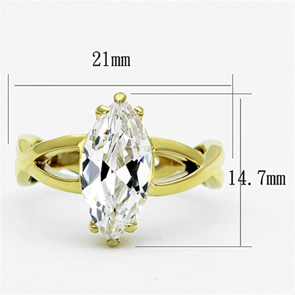 TK1106 - IP Gold(Ion Plating) Stainless Steel Ring with AAA Grade CZ in Clear - Alamode - Flyclothing LLC