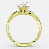 TK1106 - IP Gold(Ion Plating) Stainless Steel Ring with AAA Grade CZ  in Clear - Alamode