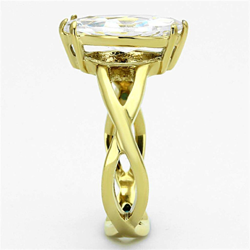 TK1106 - IP Gold(Ion Plating) Stainless Steel Ring with AAA Grade CZ in Clear - Alamode - Flyclothing LLC