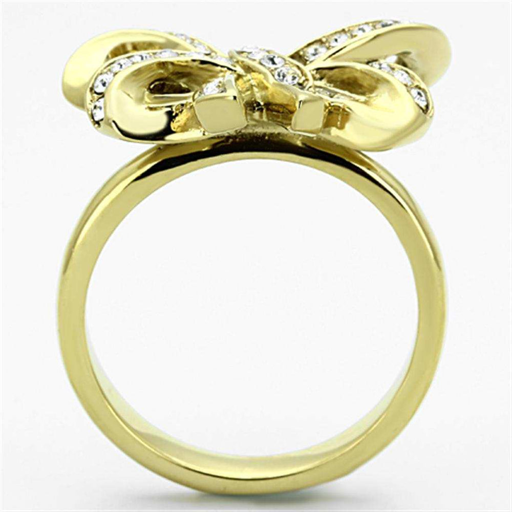 TK1108 - IP Gold(Ion Plating) Stainless Steel Ring with Top Grade Crystal in Clear - Alamode - Flyclothing LLC