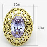 TK1110 - IP Gold(Ion Plating) Stainless Steel Ring with AAA Grade CZ in Light Amethyst - Alamode - Flyclothing LLC