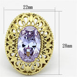 TK1110 - IP Gold(Ion Plating) Stainless Steel Ring with AAA Grade CZ  in Light Amethyst - Alamode