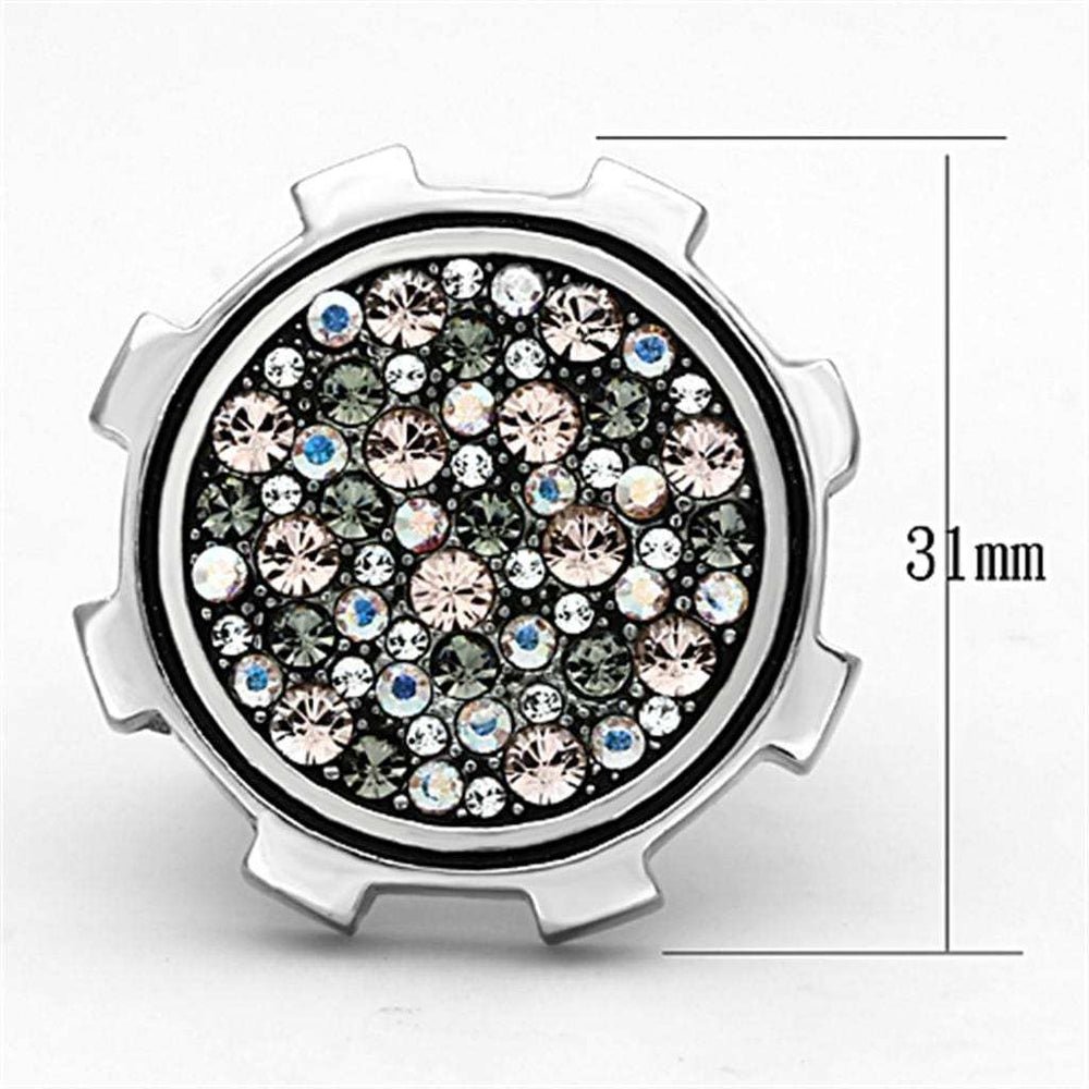 TK1113 - High polished (no plating) Stainless Steel Ring with Top Grade Crystal in Multi Color - Alamode - Flyclothing LLC