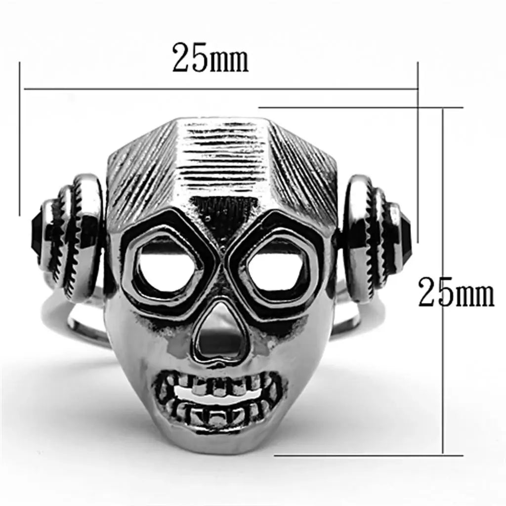 TK1115 - High polished (no plating) Stainless Steel Ring with Top Grade Crystal in Jet - Alamode - Flyclothing LLC