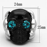 TK1118 - Two-Tone IP Black Stainless Steel Ring with Top Grade Crystal  in Blue Zircon - Alamode